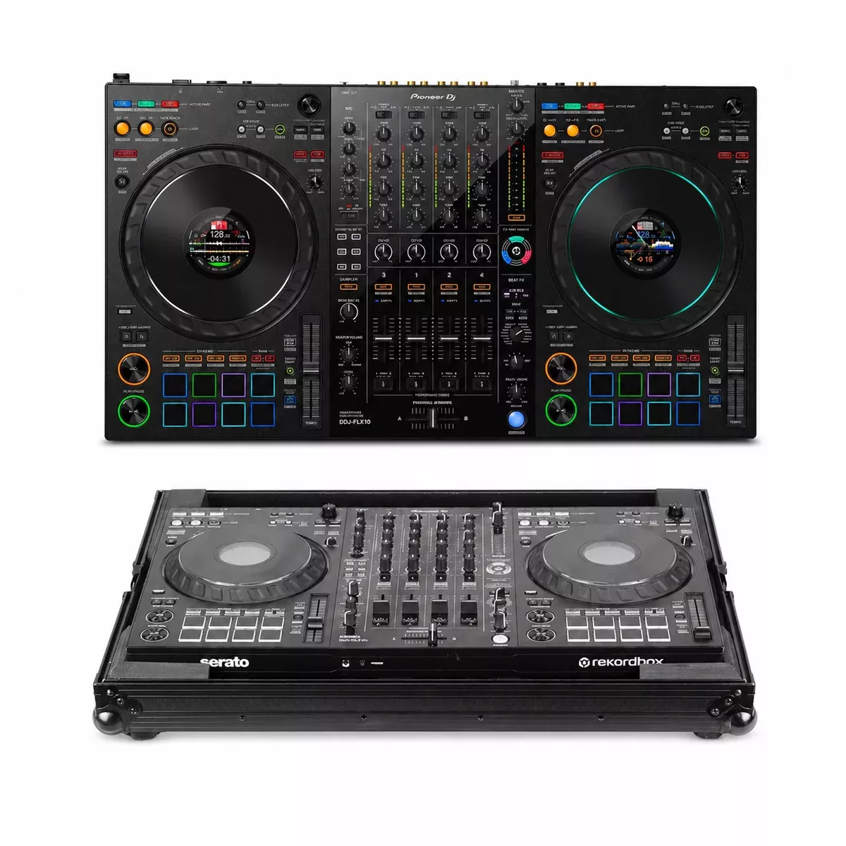 Pioneer DJ DDJ-FLX10 DJ Controller + Odyssey Industrial Board Flight Case