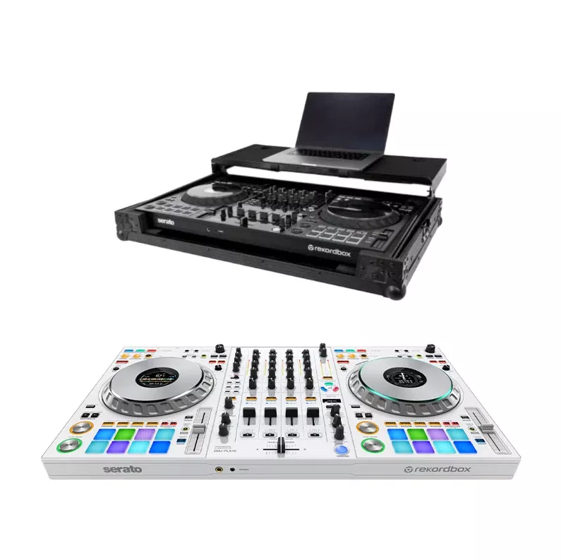 Pioneer DJ DDJ-FLX10-W 4-channel DJ controller + Headliner Flight Case with Laptop Platform and Wheels