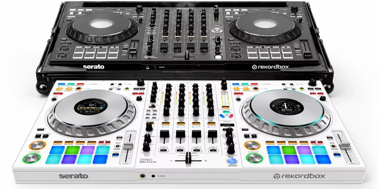 Pioneer DJ DDJ-FLX10-W Limited Edition - 4-channel DJ controller + Odyssey Industrial Board Flight Case