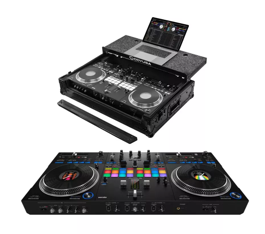 Pioneer DJ DDJ-REV7 + Odyssey Case Black Label Glide Style Flight Case with Wheels