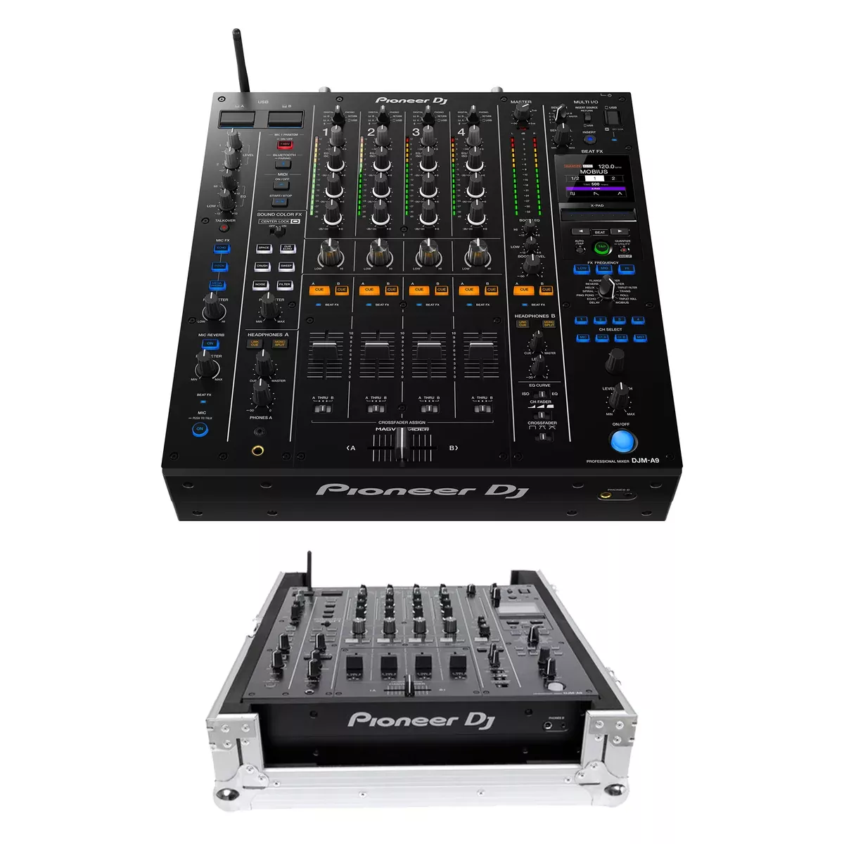 Pioneer DJ DJM-A9 4-Channel Digital Pro-DJ Mixer + Headliner Los Angeles Headliner Flight Case