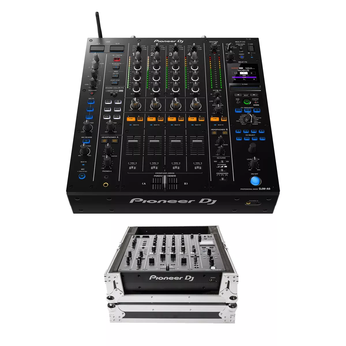 Pioneer DJ DJM-A9 4-Channel Digital Pro-DJ Mixer + Magma Mixer-Case