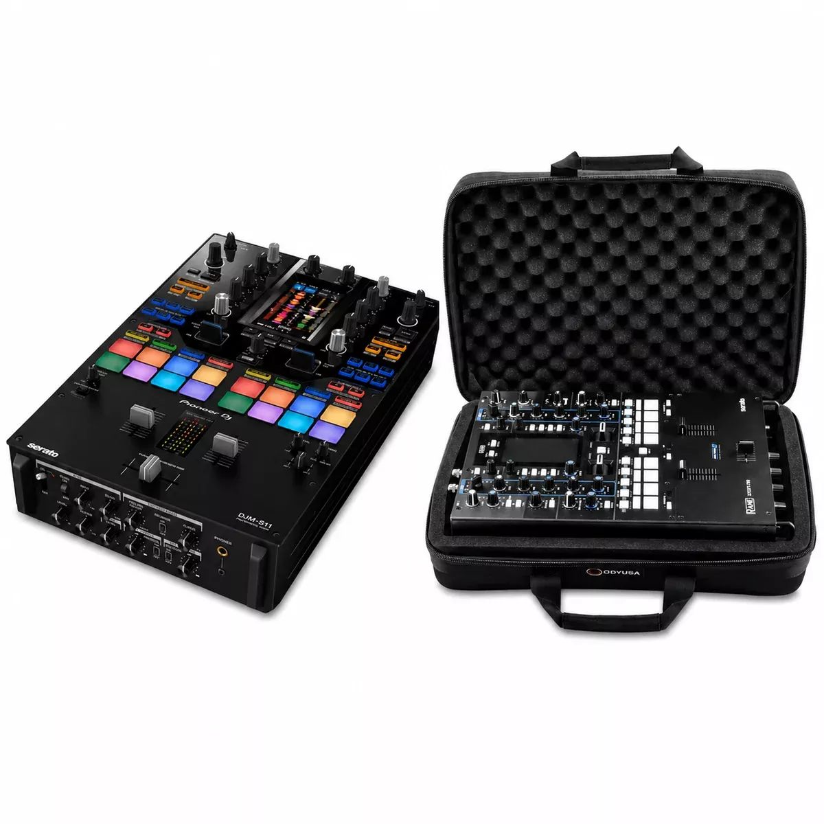 Pioneer DJ DJM-S11 Professional 2-Channel Battle Mixer + Odyssey Base 2 Top Streemline Eva Case