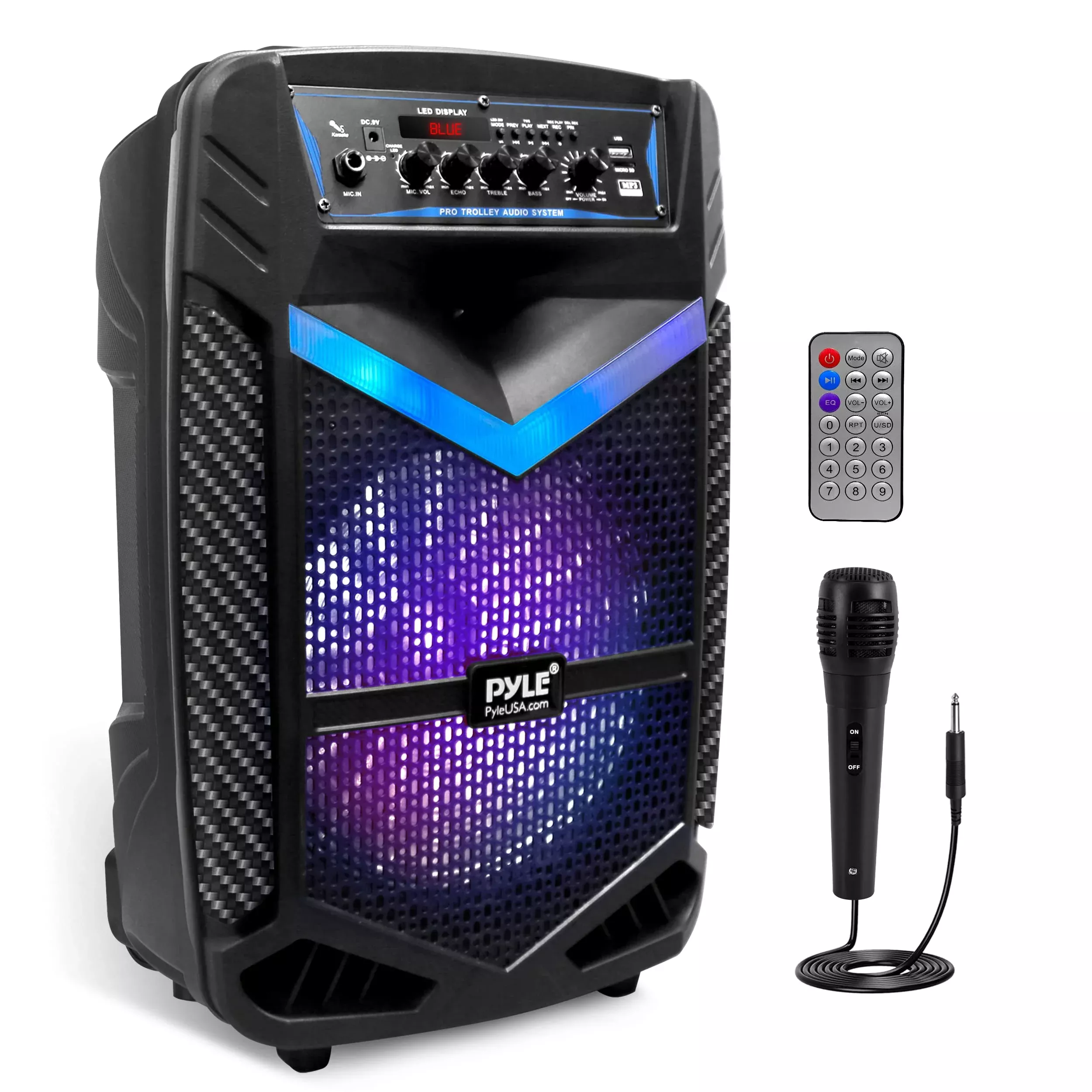 Pyle Portable Bluetooth PA Speaker System - 600W Rechargeable Outdoor Bluetooth Speaker Portable PA System w/ 10Subwoofer 1