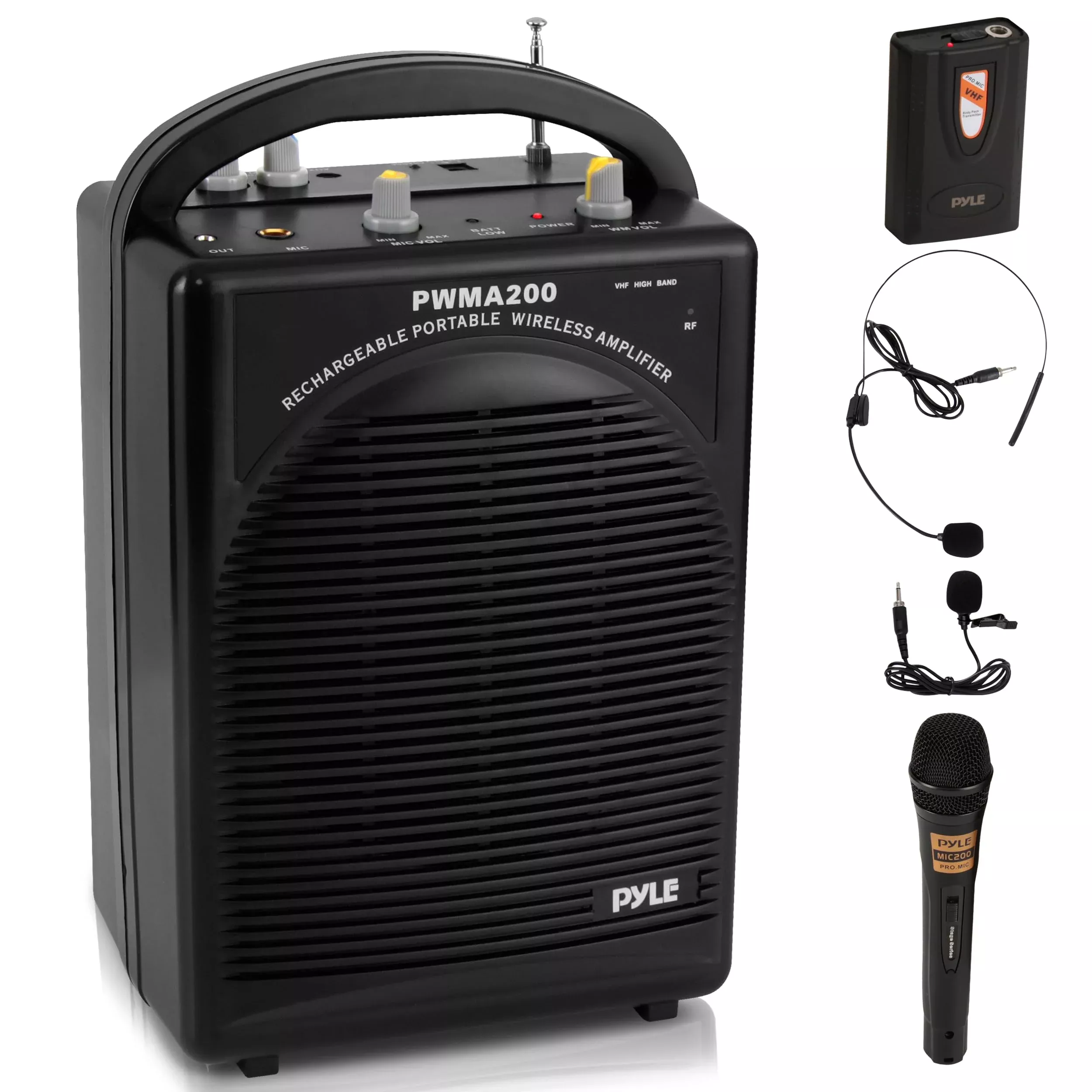 Pyle Portable PA Speaker & Microphone System - FM Stereo Radio, Built-in Rechargeable Battery, Aux & Microphone Inputs, Includes