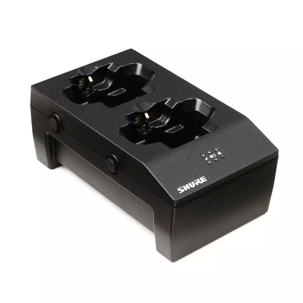 Shure SBC200-US Dual Docking Charger with PS45US Power Supply, Recharging Station Charges SB900A Batteries in-or-out of Transmit