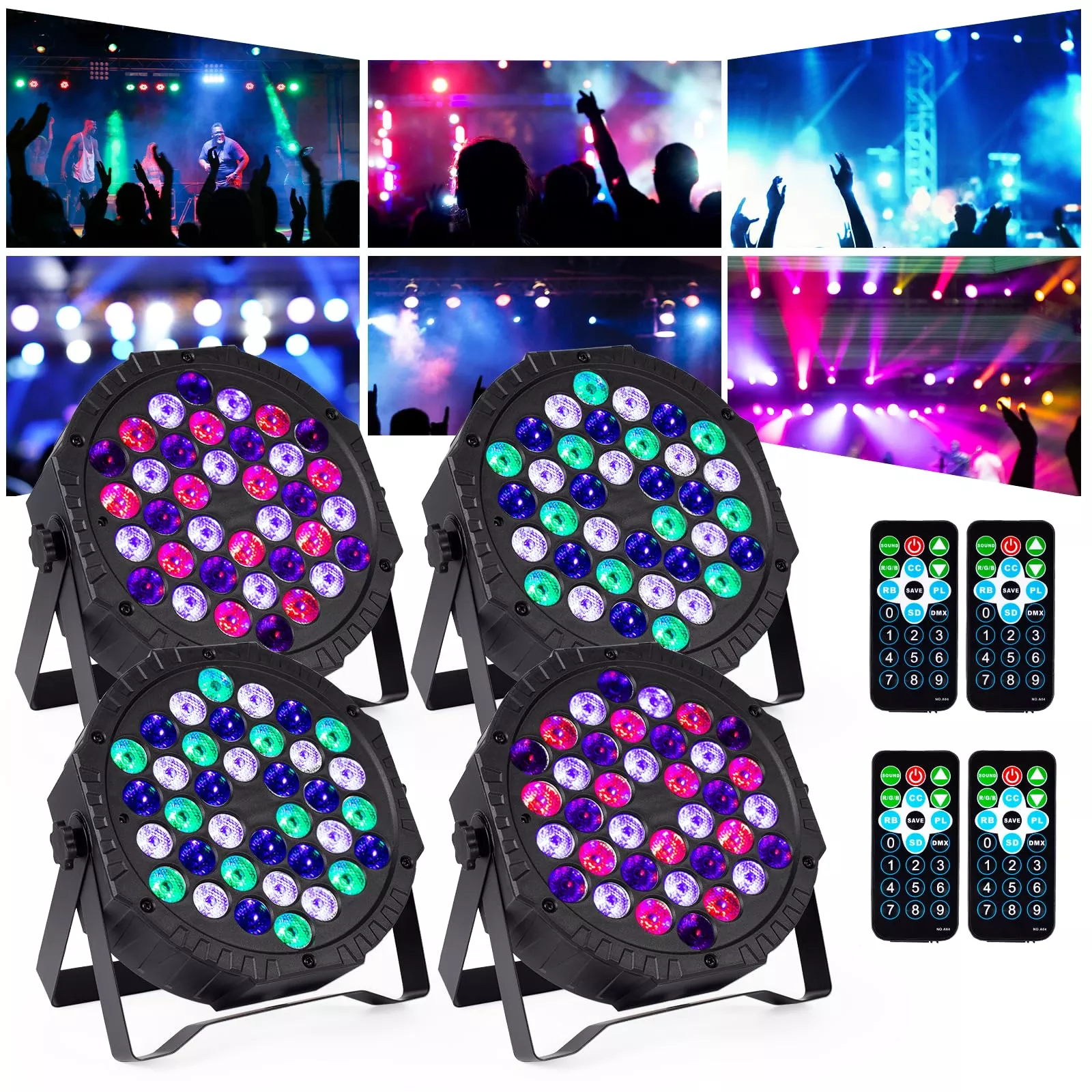 Stage Lights 36 DJ LED Par Light RGB Party Lights Uplights with Sound Activated Remote DMX Control for Disco Dance Wedding Club