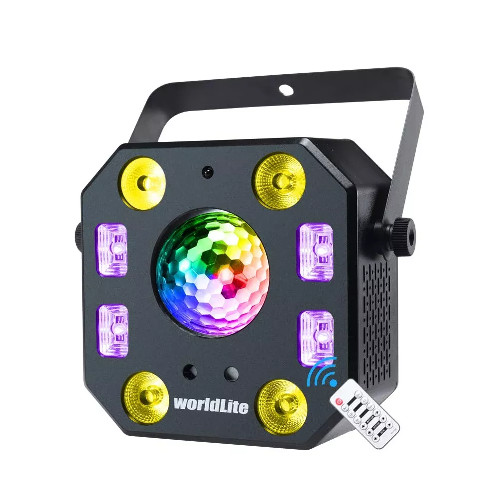 Stage Lights DJ Lights, WorldLite LED Effect Light 5 in 1 with Magic Ball, LED Par Pattern Lights and LED Strobe/UV, Great for S