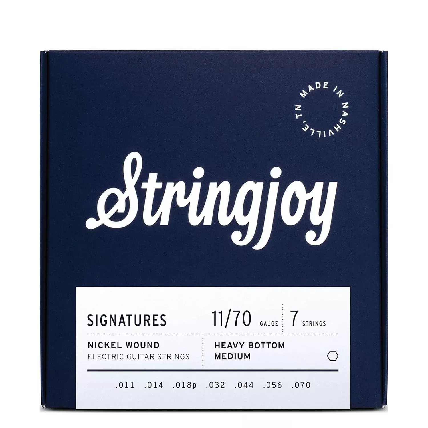 Stringjoy HVY117, 7 String Signatures Electric Guitar Strings, 11-70 Heavy Bottom Medium Gauge, 7-String Nickel, Electric Guitar