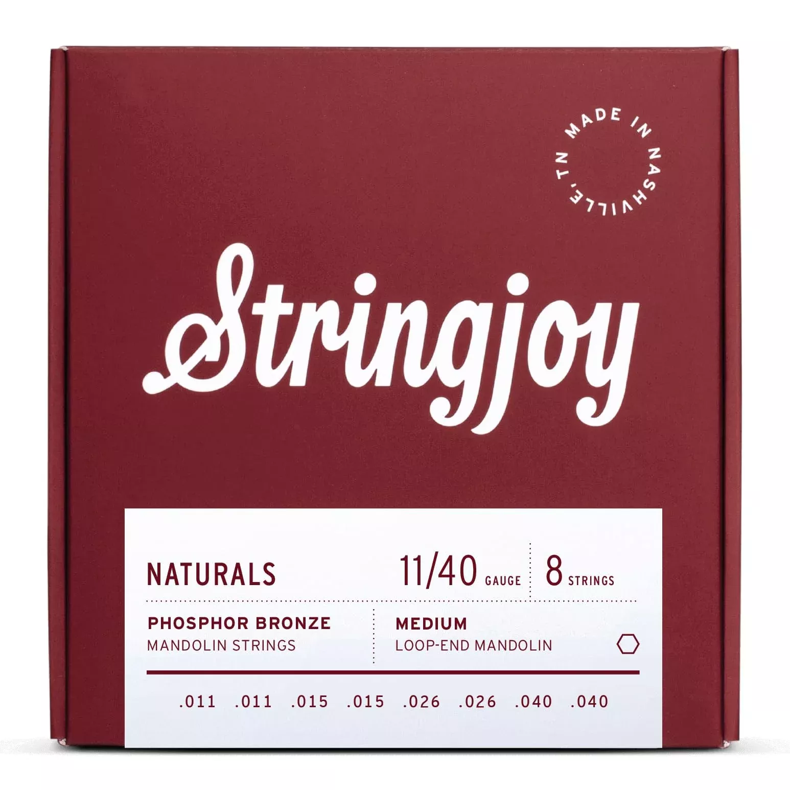 Stringjoy NB1140 Naturals Phosphor Bronze Mandolin Strings, (Medium Gauge - 11-40)