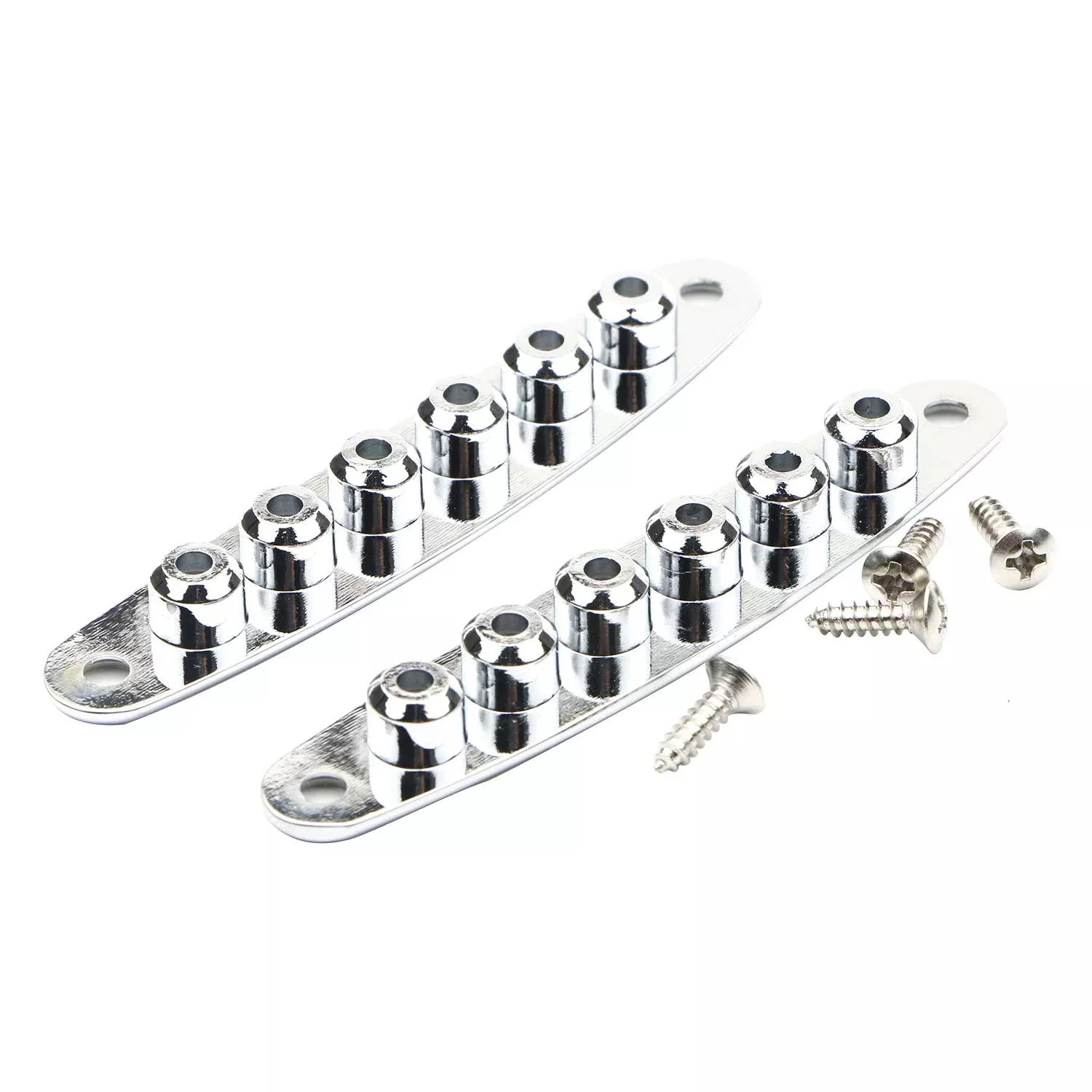 Swhmc 2pcs Chrome Guitar String Through Plate Metal Guitar Mounting Ferrules Bushing Plate Through Body for Bass Guitar