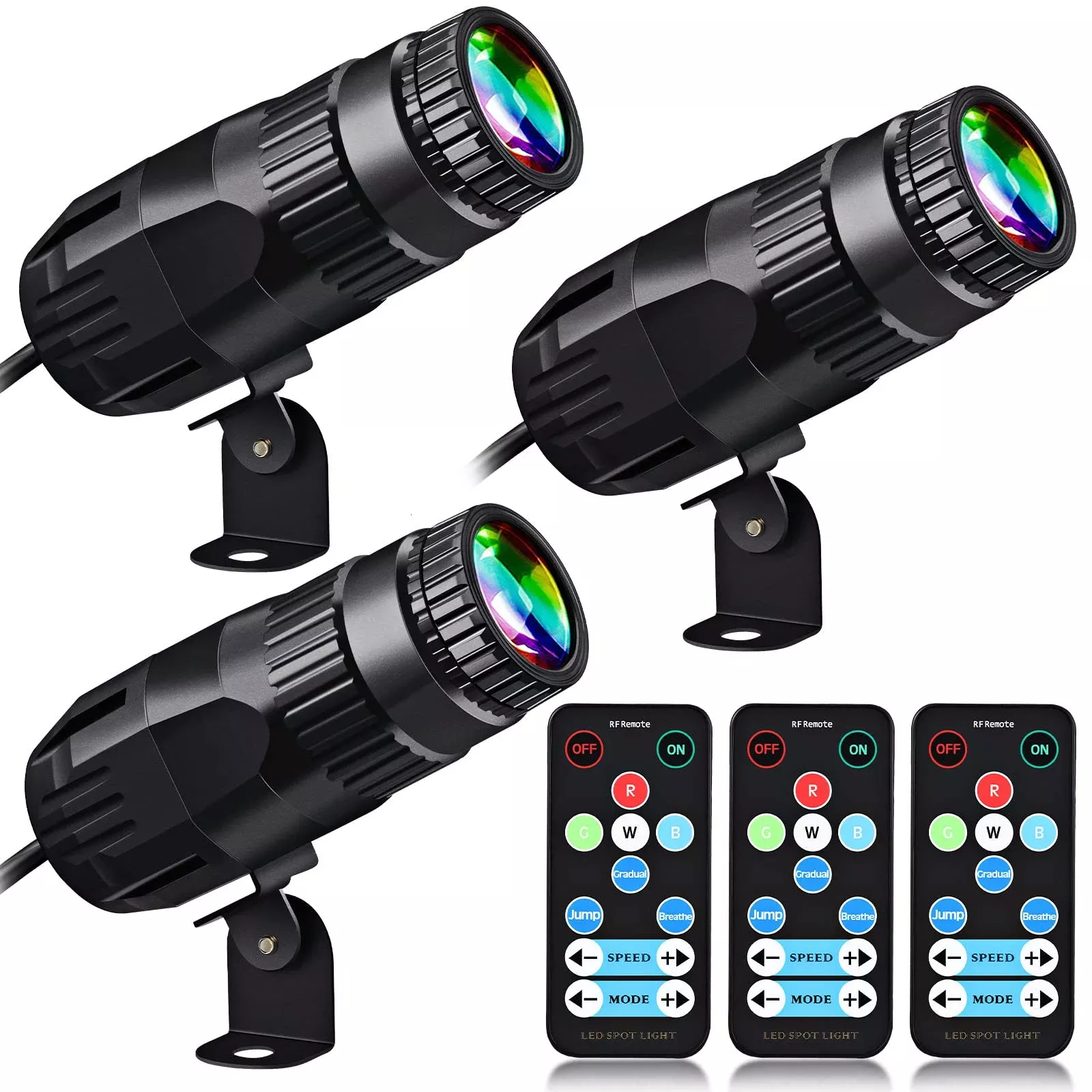 Tarpop 3 Pcs Disco Spotlights with 3 Remote Bright Mirror Pinspot Light 15W RGBW LED Beam Stage Light 4 in 1 Stage Lighting for