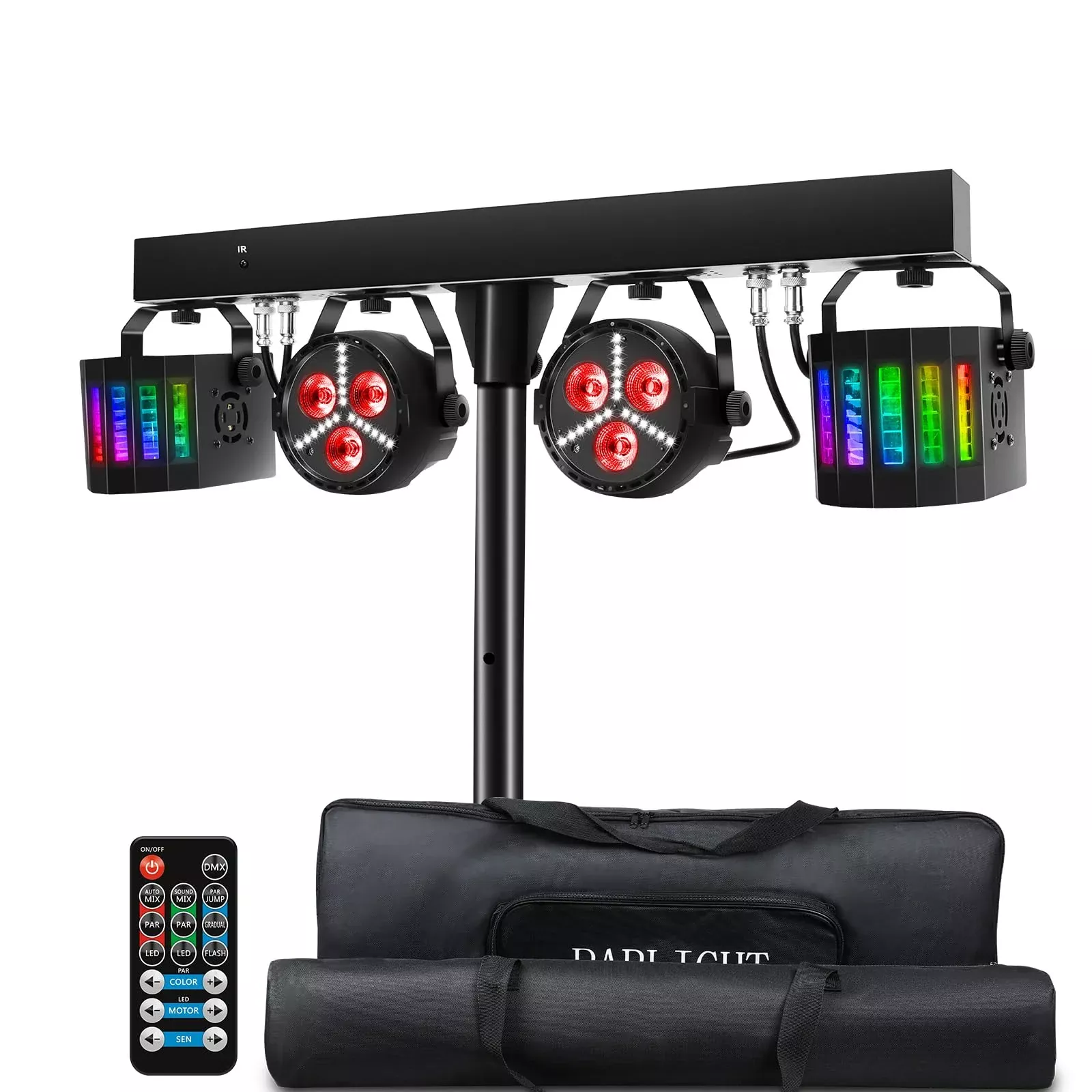 Telbum DJ Lighting Packages with Carry Bag, DJ Lights with Stand (7.5Ft) Sound Activated, DMX & Remote Control, Mobile Gig Light