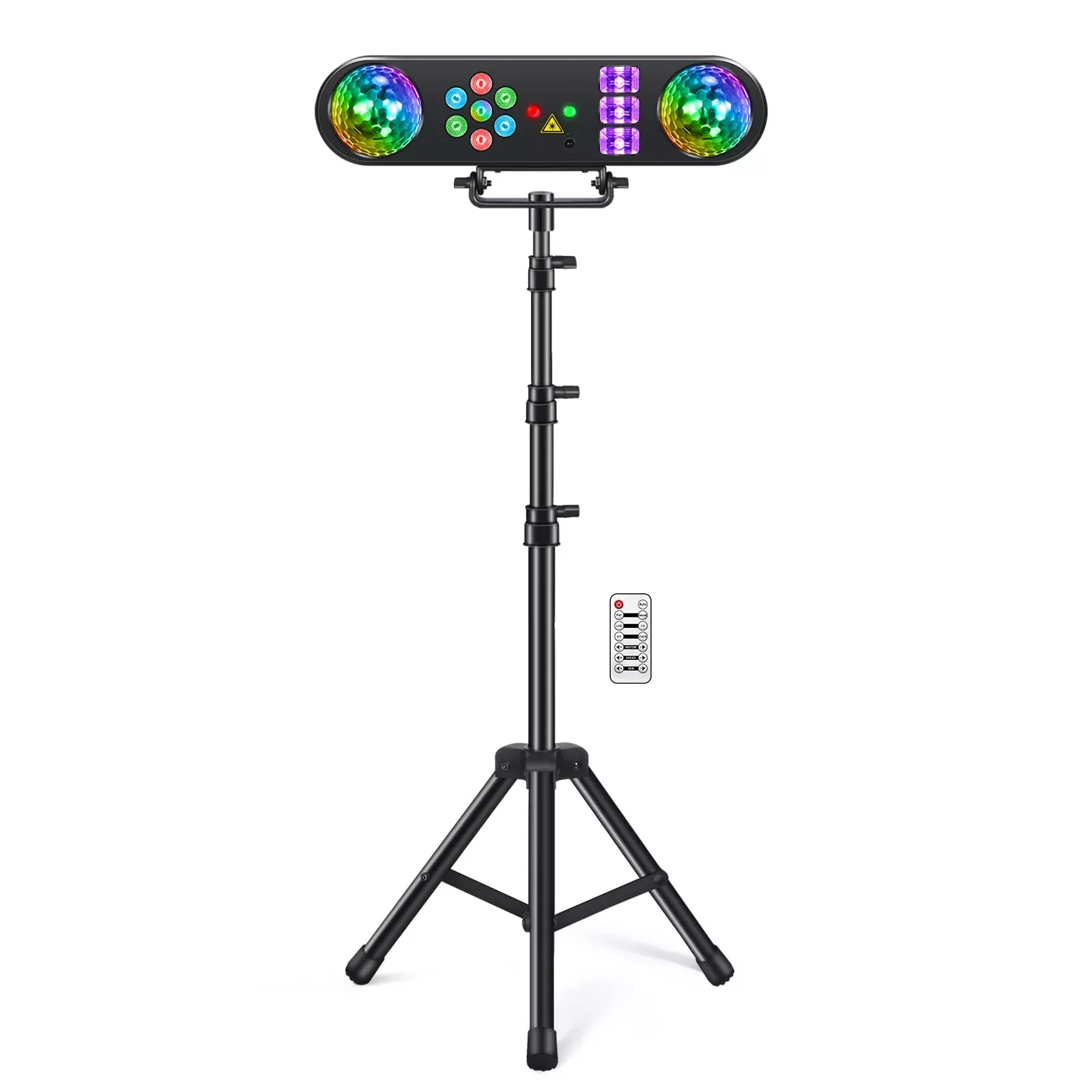 Telbum DJ Lights with Stand, 5 in 1 Party Bar Light Set with Rotating Ball, Strobe, UV, Colorful LED Par Light and Pattern, Soun