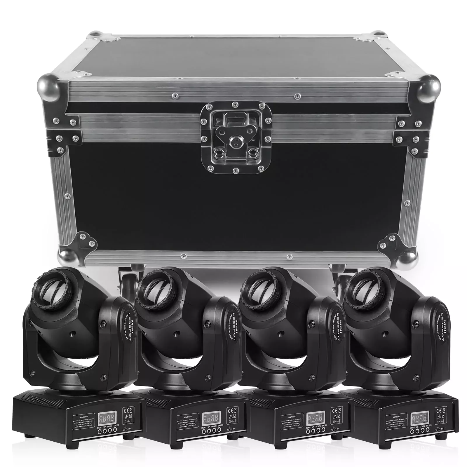 UKing 4PCS Moving Head Lights with Flight Case Storage Container, ZQ02001 Customized Road Case and 4PCS Moving Head DJ Lights I