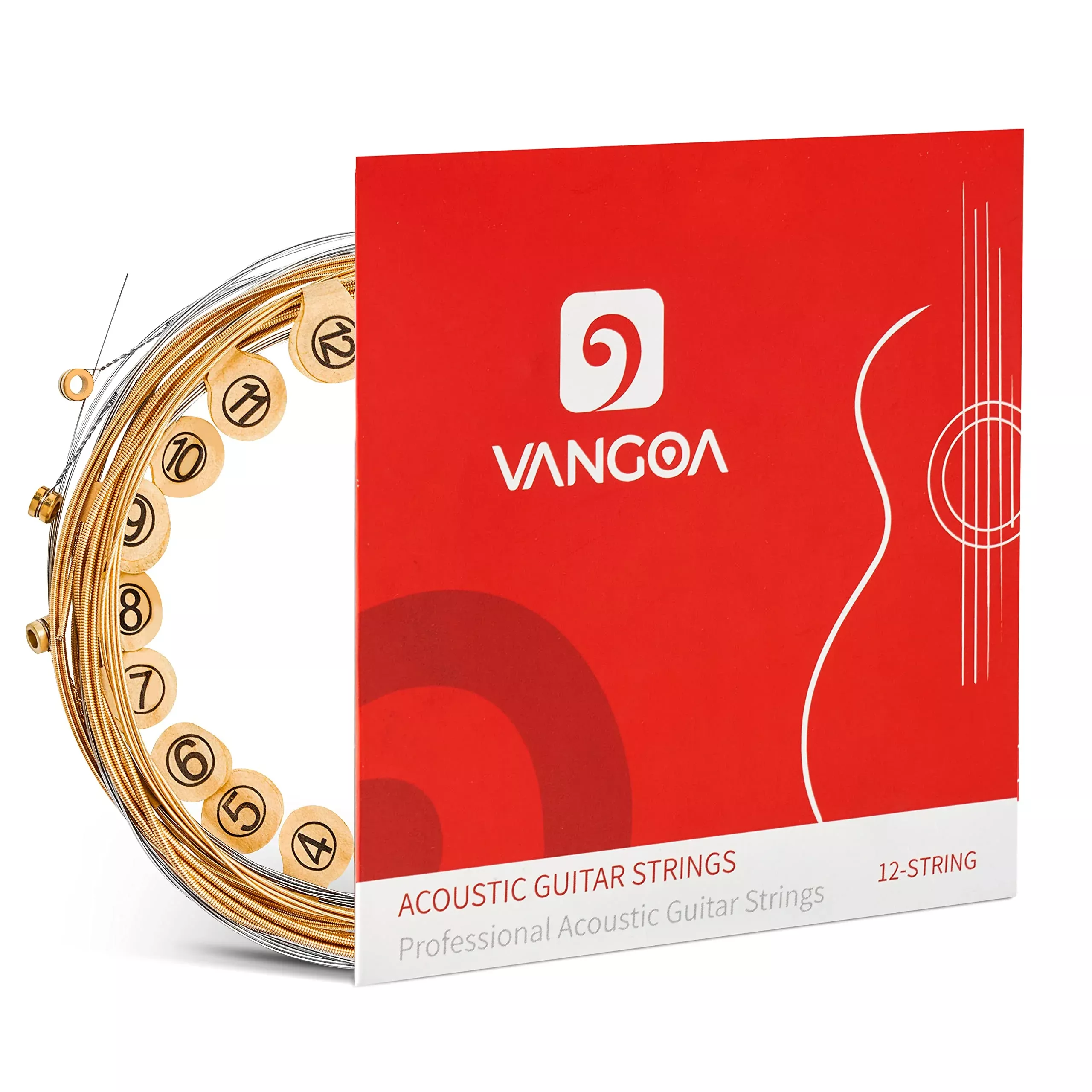 Vangoa Guitar Strings for 12 String Acoustic Guitar, 85/15 Bronze, Vacuum-sealed Packaging Durable Acoustic 12 String Set, Ball