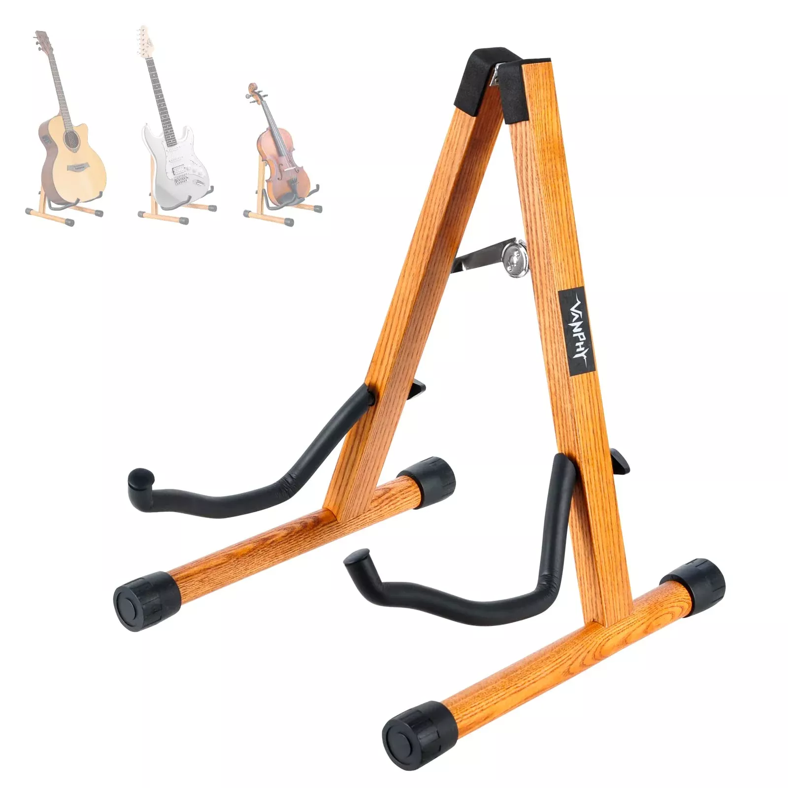 VANPHY Adjustable Beech Wood Guitar Stand Folding Electric Acoustic Guitar Stand Floor Bass Stand Wooden with Padded Classical b