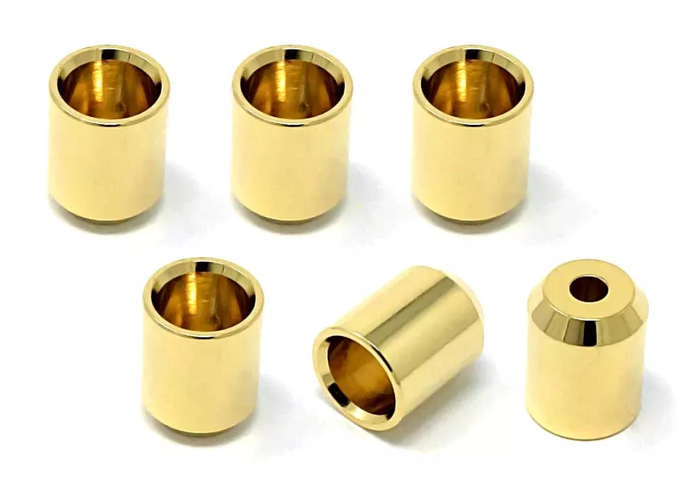 Vintage Forge Gold Flush Mount No Lip String-Thru Body Ferrules for Electric Guitar (Set of 6) SF160-GLD