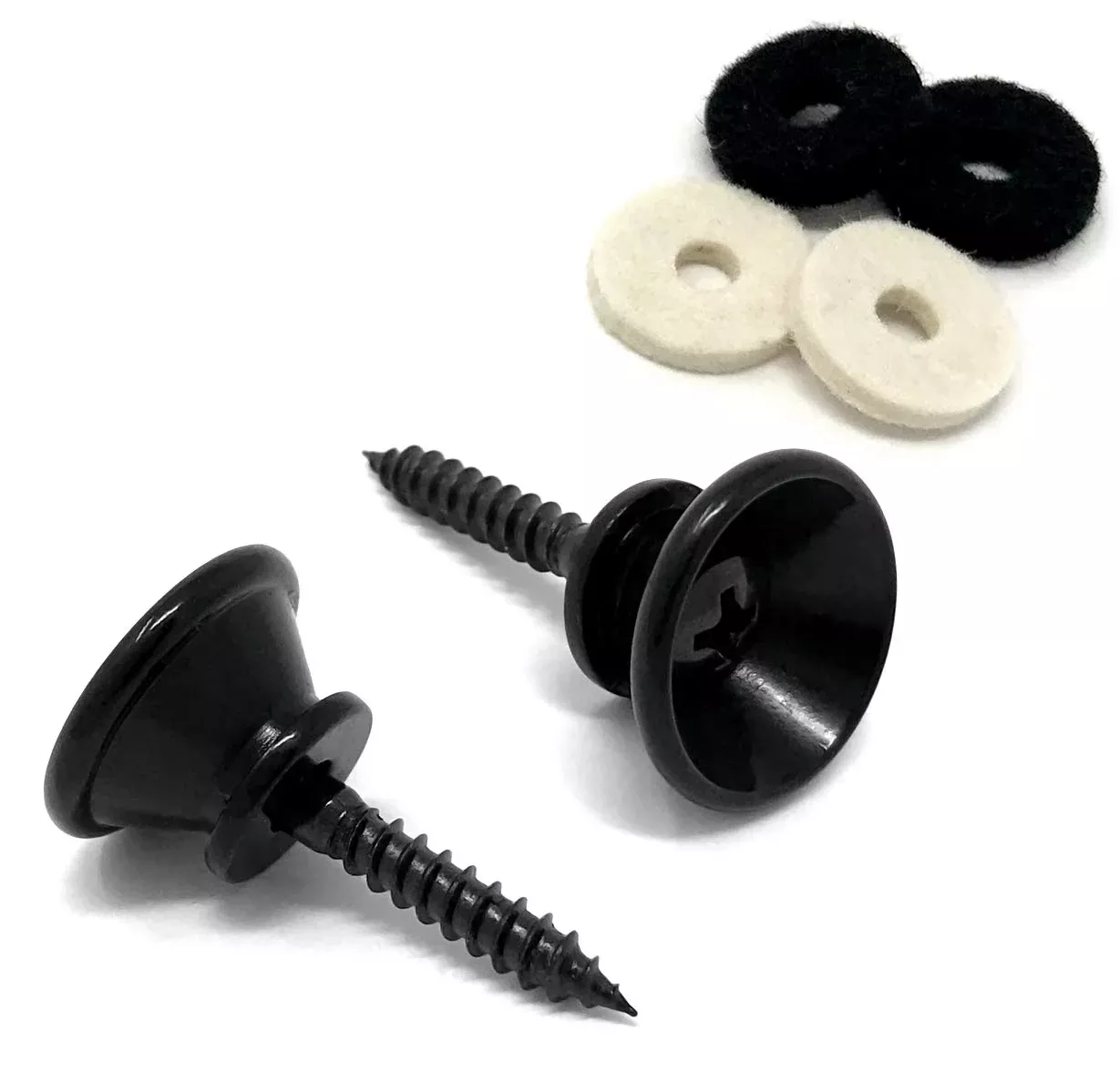 Vintage Forge Guitar Strap Buttons Black Oversized Large 17mm Universal Fit for Acoustic and Electric Guitar and Bass (2) with S