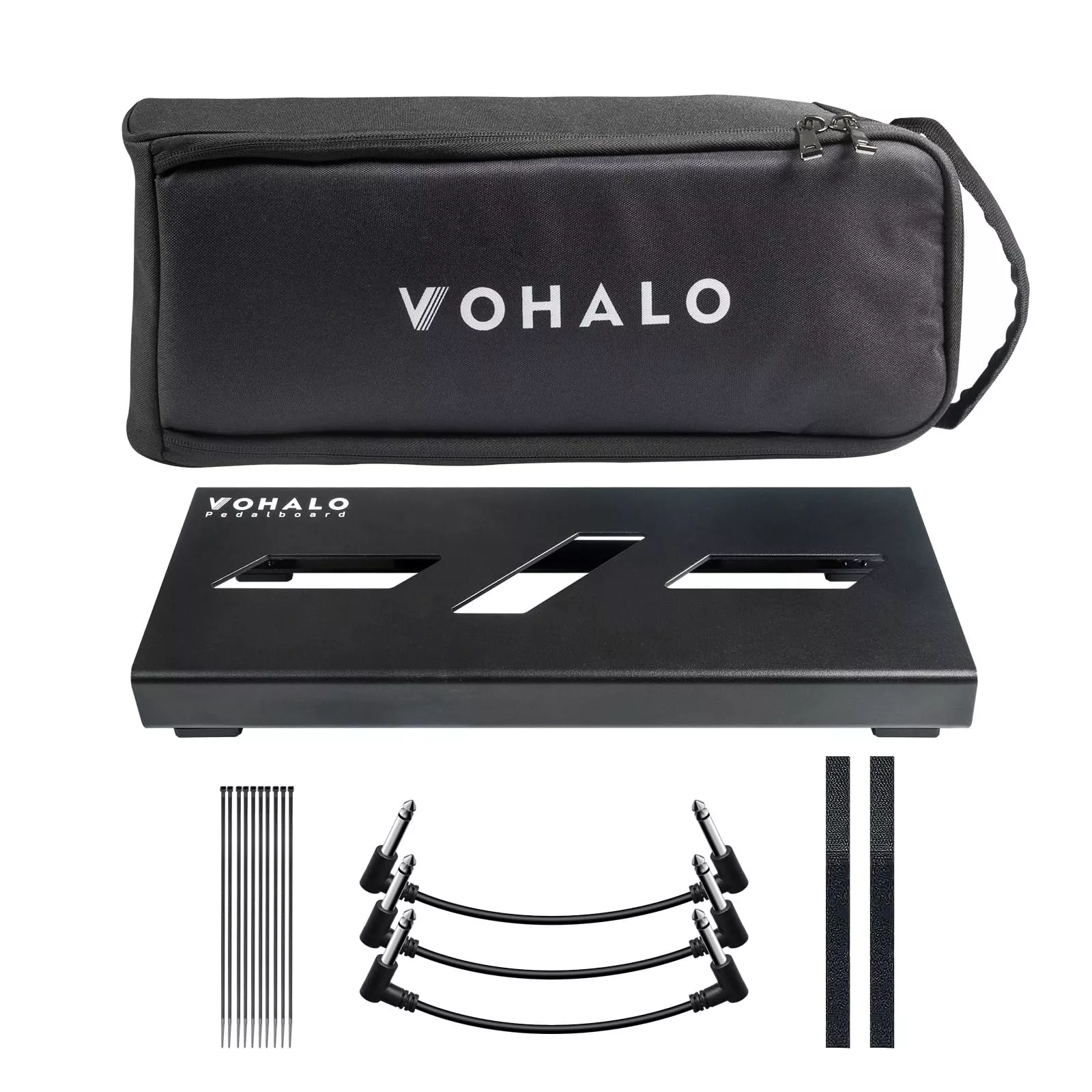 VOHALO Mini 14'' Guitar Pedal Board with Carry Bag, Guitar Effects Compact Small Pedalboard 14.1''x 5.5'' with Carry Bag, Includ