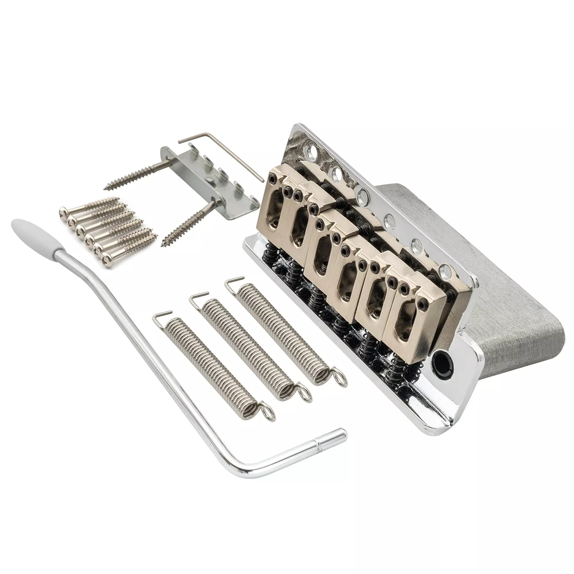 Wilkinson WOV04 54mm (2-1/8 inch) Tremolo Bridge 6-Screw for Squier/Mexico Fender/MIJ Strat Electric Guitar, Gold