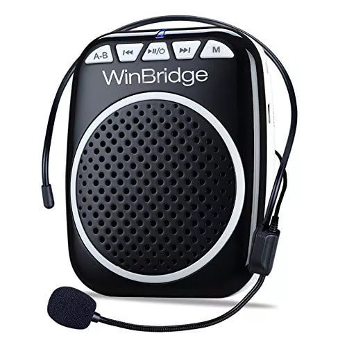 WinBridge WB001 Portable Voice Amplifier with Headset Microphone Personal Speaker Mic Rechargeable Ultralight for Teachers, Elde