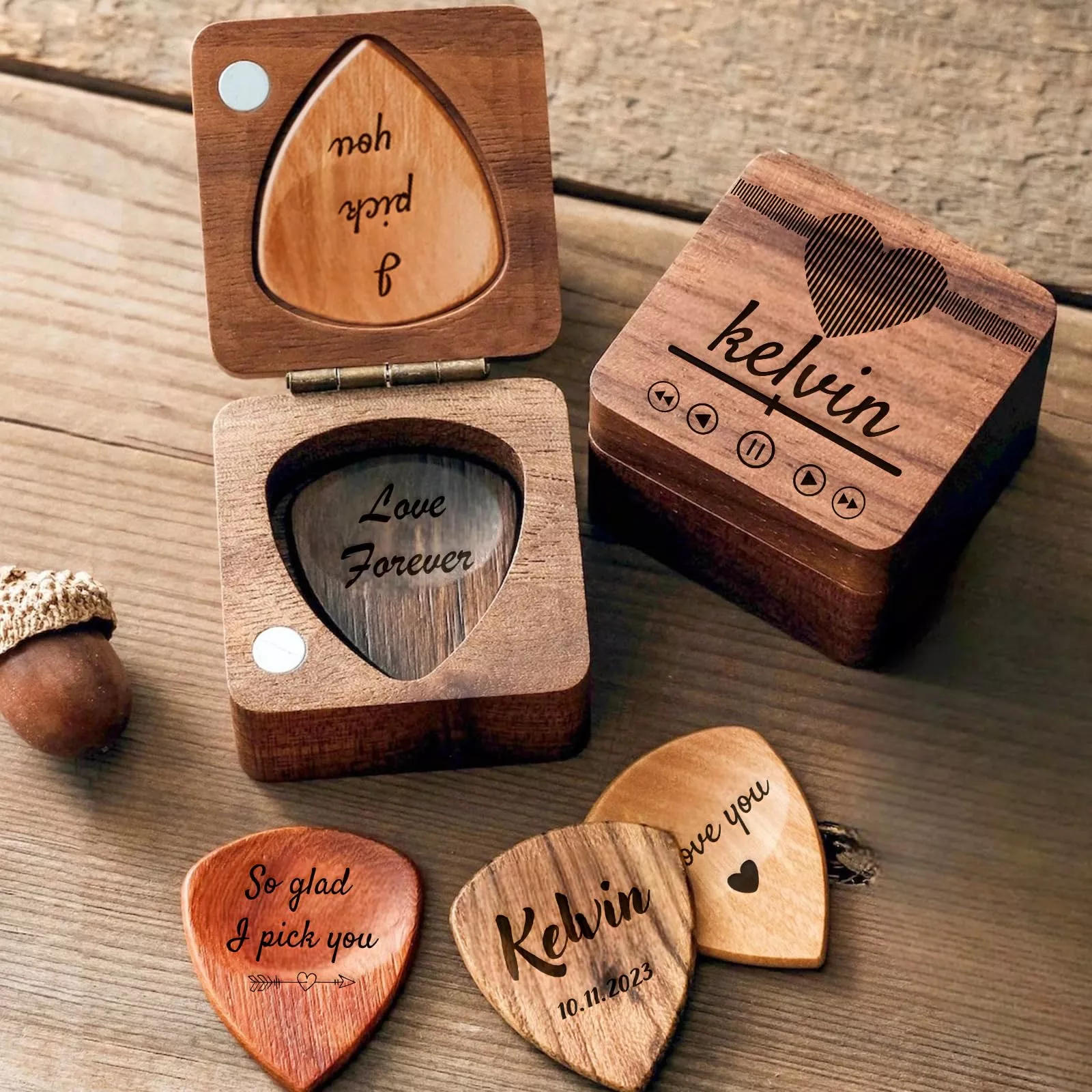 YOJO Custom Guitar Picks,Personalized Guitar Picks Holder,Custom Guitar Picks With Case,Unique Custom Gift for Him,Friends,Son,H