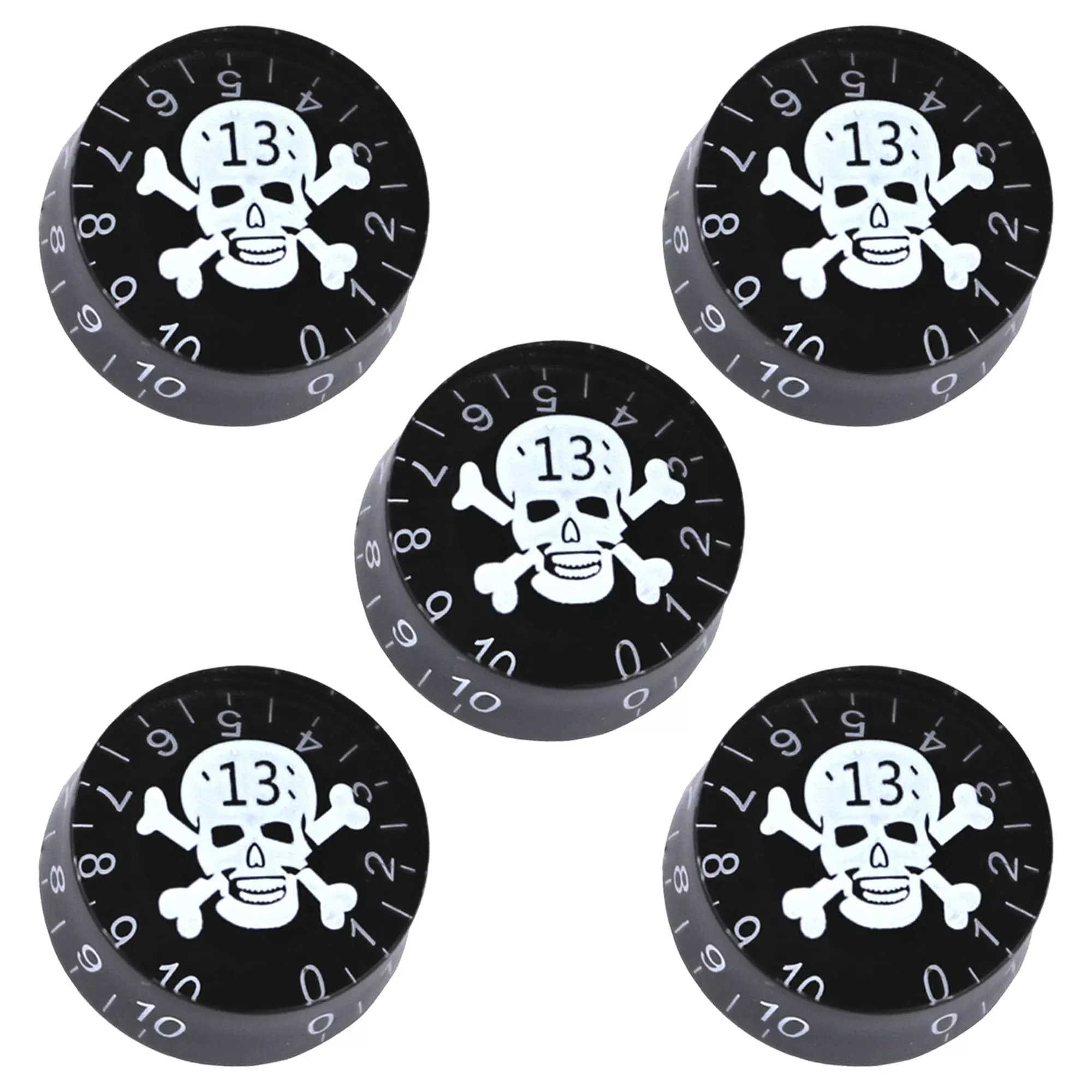 Yootones 5Pack Skull Head Guitar Speed Control Knobs Tone Volume Buttons Compatible with LP Les Paul SG Electric Guitar Bass (Wh