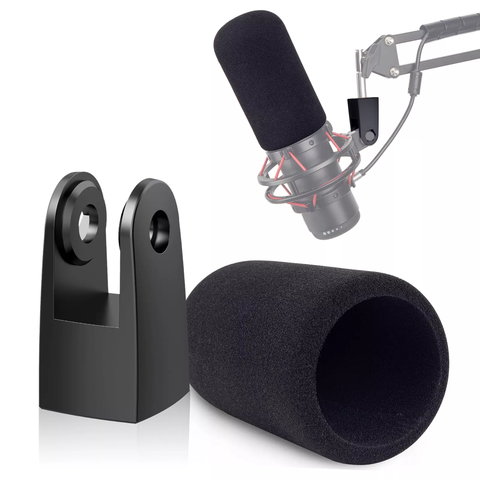 YOUSHARES HyperX Quadcast Mount Adapter with Microphone Covers Foam, Compatible with for HyperX QuadCast Microphone, Replacement