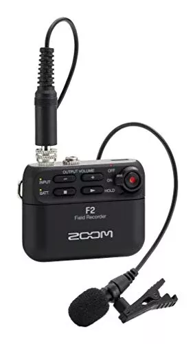 Zoom F2 Ultracompact Portable Field Recorder with Lavalier Microphone